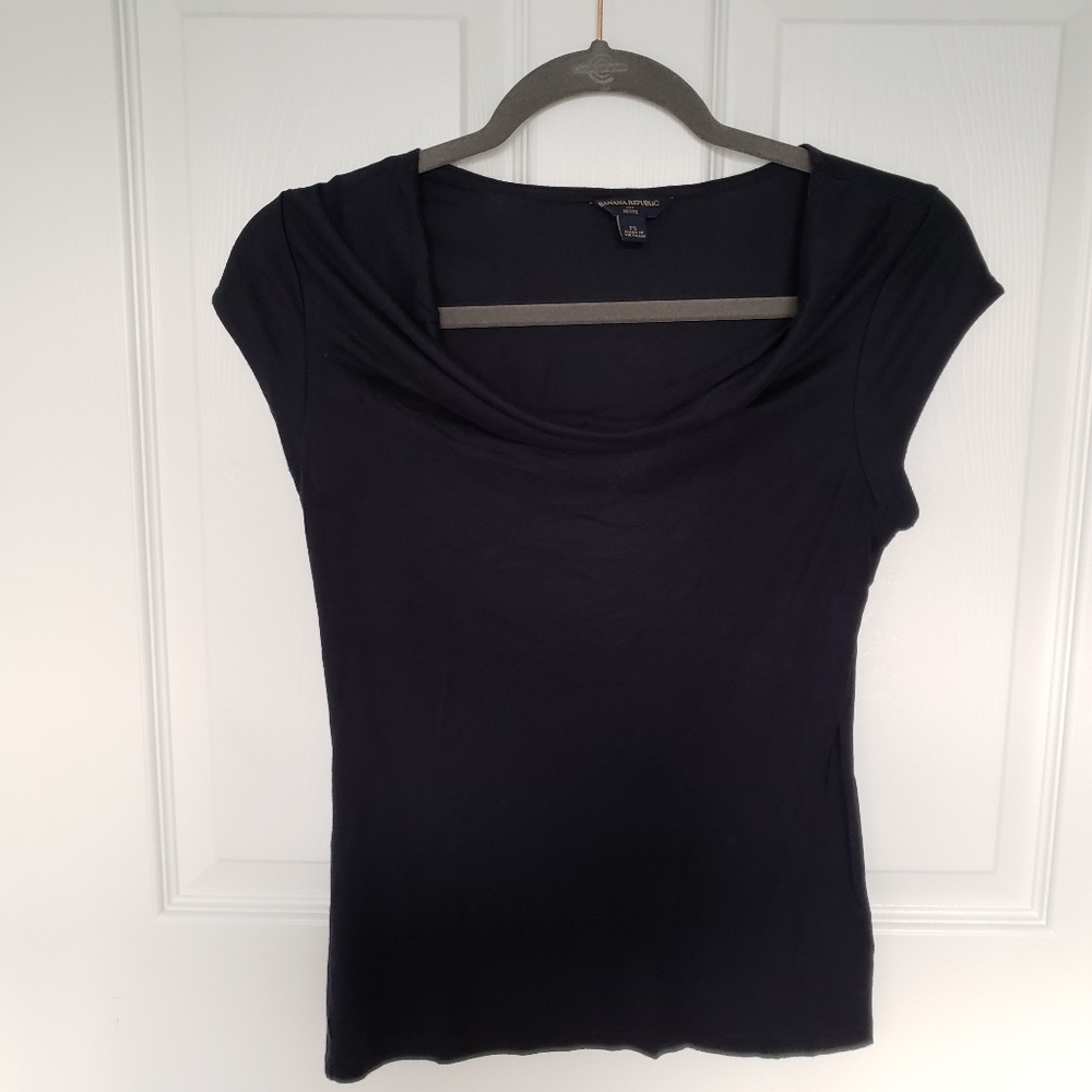 Banana Republic Navy Blue Cowl Neck Blouse